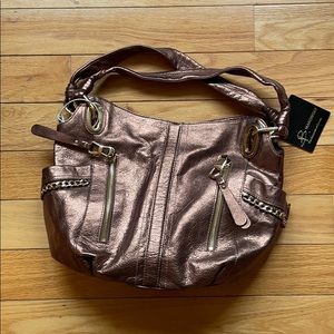B. Makowsky Dark Brown Leather Hobo Bag